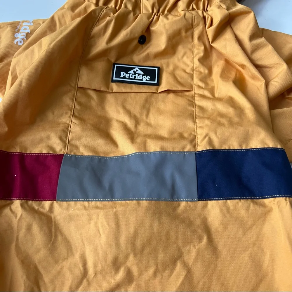 Porridge Hooded Dog Raincoat Reflective Jacket w clear visor Sz 55/M-L